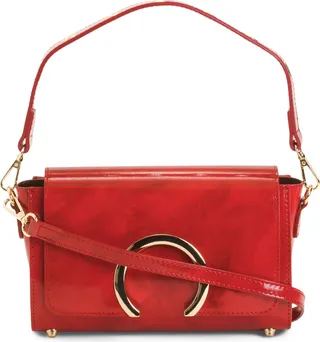 Made In Italy Leather Ring Flap Crossbody