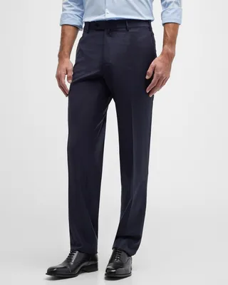 Men's Micro-Check Stretch Wool Dress Pants