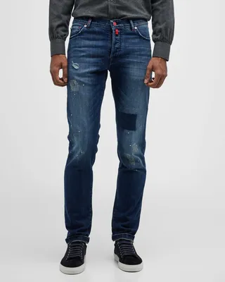 Men's Distressed Straight-Leg Jeans