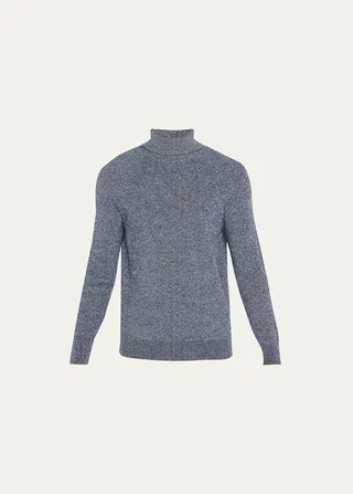 Men's Mélange Cashmere Turtleneck Sweater