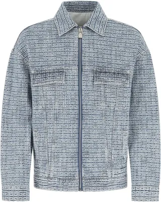 Jacket realized in pure cotton denim characterized by logoed detail in relief on the entire surface enriched by metal 4G detail on the chest.