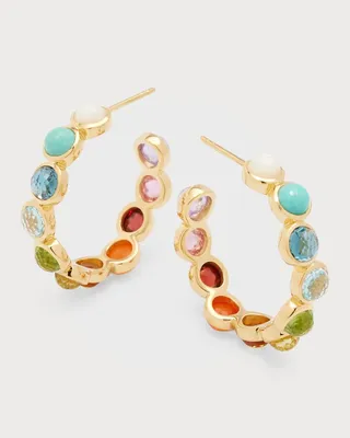 All-Stone Small Hoop Earrings in 18K Gold