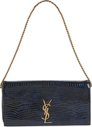 Kate Croc Embossed Leather Shoulder Bag