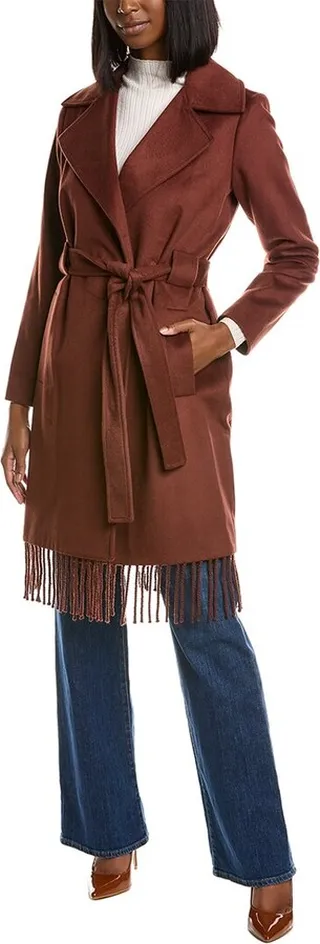 Sam Edelman Fringe Wool-Blend Wrap Coat
