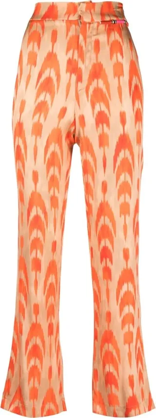 Abstract-Pattern Cropped Trousers