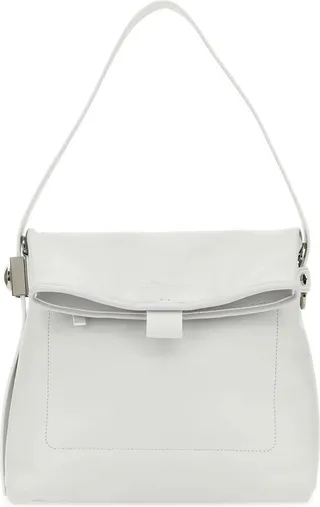 Shoulder bag realized in smooth leather characterized by in relief logo at the front.