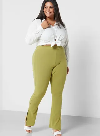 Premium Rib Long Line Split Hem Leggings