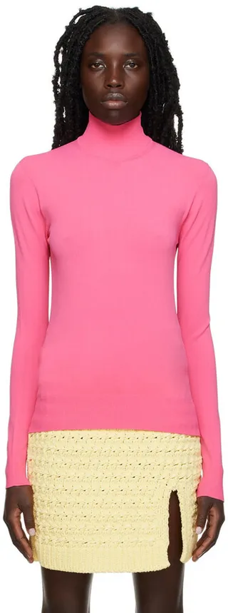 Bottega Veneta Pink Technoskin Turtleneck