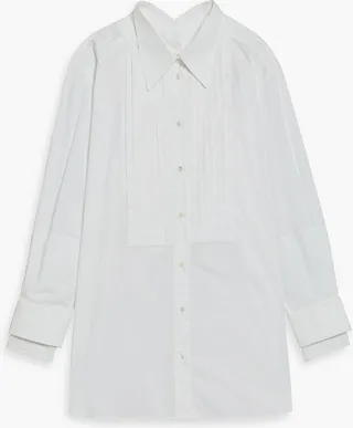 Cotton-poplin and piqué shirt