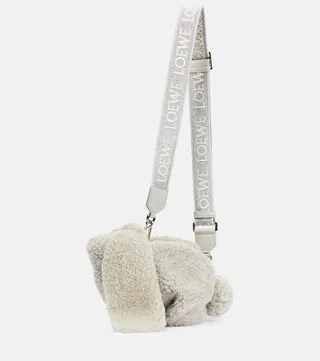 Bunny Small shearling shoulder bag