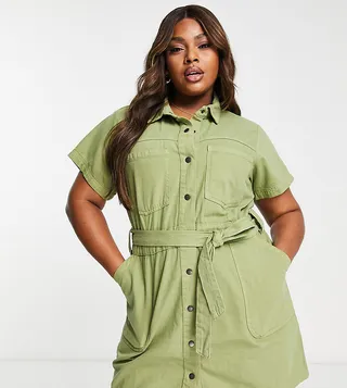 Cotton:On Curve utility mini dress in khaki