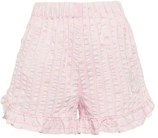 Striped cotton seersucker shorts