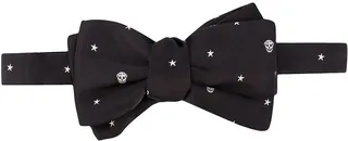 Skull-Print Clip-On Bow Tie
