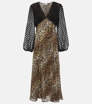 Melanie leopard-print silk midi dress