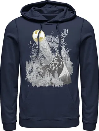 Men's Batman Signal in the Sky Pull Over Hoodie - Navy Blue - X Large