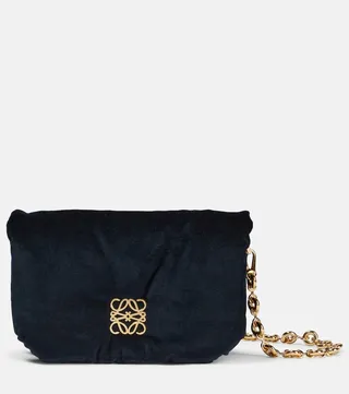 Goya Puffer Small velvet shoulder bag