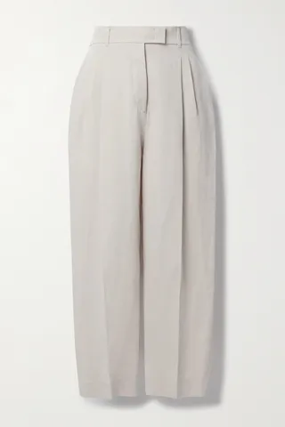 Loro Piana - Wybie Cropped Pleated Wool-blend Twill Wide-leg Pants - Neutrals
