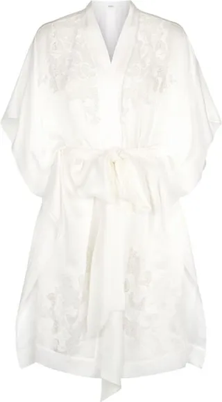 Carine Gilson Silk Lace Trim Robe