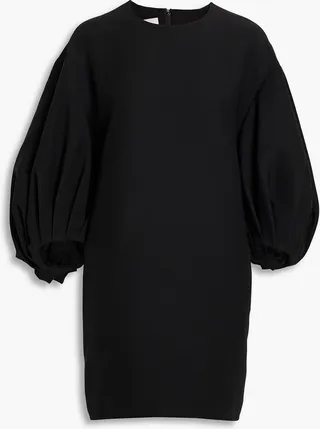 Wool and silk-blend crepe mini dress