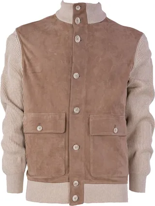 Light suede and cotton knit jacket