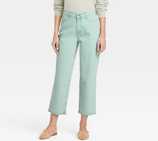 Women's High-Rise Straight Fit Cropped Jeans - Universal Thread™ Mint Green 6