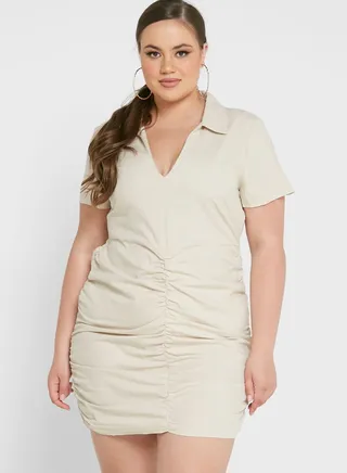 Collar Detailed Mini Dress