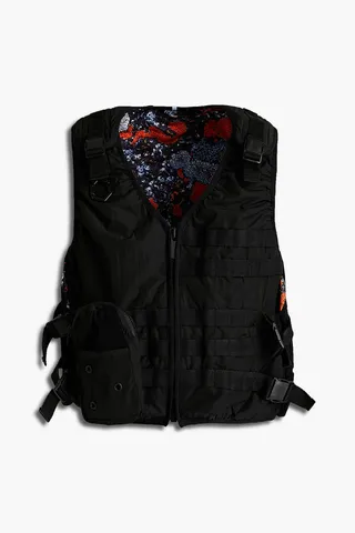 Logo-appliquéd shell waistcoat