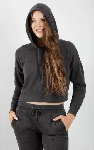 90 Degree By Reflex Womens Casual Fit Long Sleeve Hooded Basic Sweatshirt - Black X Large