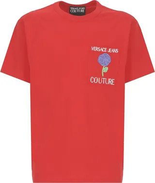 T-shirt With Rose Embroidery from Versace Jeans Couture: