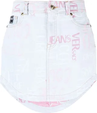 Logo-Print Asymmetric Denim Dress