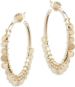 14K Yellow Gold Multi Disc Hoop Earrings