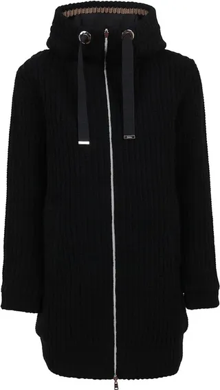 Herno Drawstring Hooded Knit Jacket