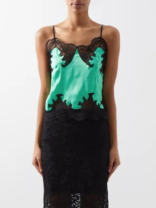 Lace-trimmed Satin Cami Top