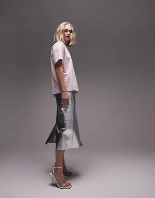 Topshop premium basic short sleeve tee in light pink