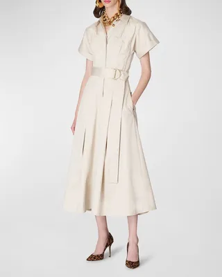 Belted Corset Midi Shirtdress