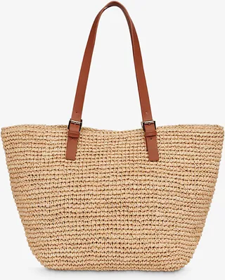 Womens Cream Teya Contrasting-handle Straw Tote bag