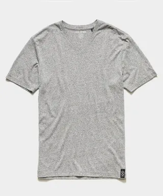 Made in L.A. Premium Jersey V Neck Tee in Grey Heather