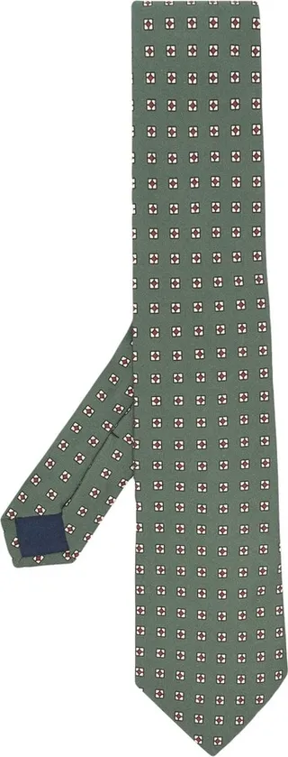 Neat geometric-print silk tie