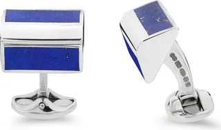 Deakin & Francis - Deakin & Francis Sterling Silver Pyramid Shape Cufflinks With Lapis Lazuli Inlay
