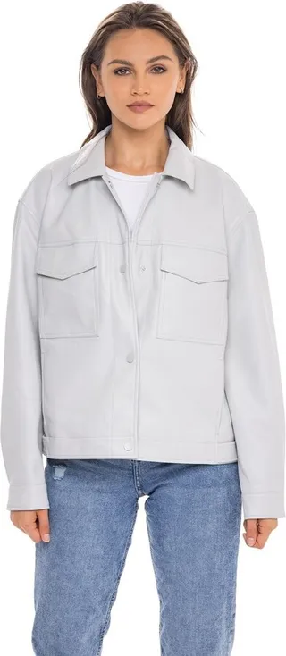 Sebby Womens Contemporary Fit Long Sleeve Shirt Jacket - Gray X Large