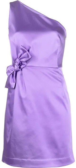 One-Shoulder Bow-Detail Satin Minidress