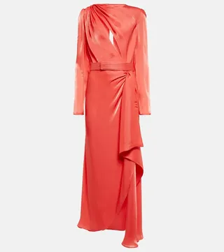 Portia asymmetric georgette midi dress