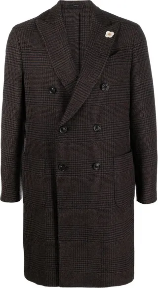 Checked Double-Breasted Wool Coat