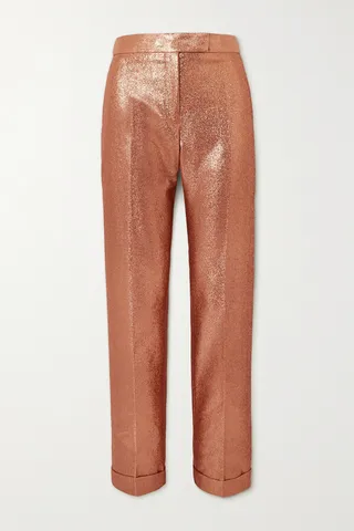 TOM FORD - Glittered Sablé Straight-leg Pants - Pink