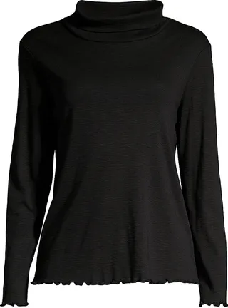 Lettuce-Trim Mock Turtleneck Top