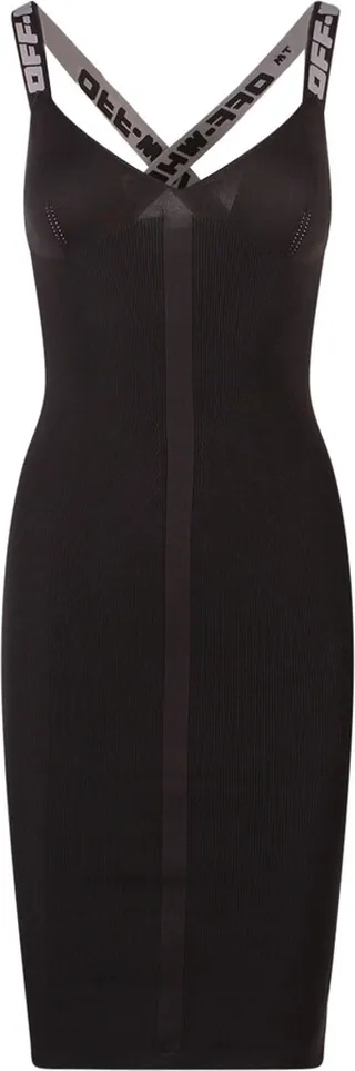 Ribbed dress with logo
