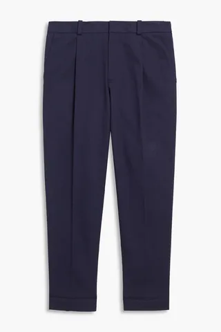 Pleated cotton-twill tapered pants
