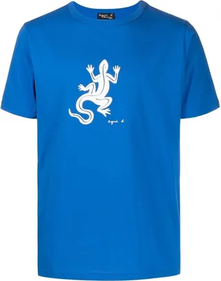 lizard-print cotton T-shirt