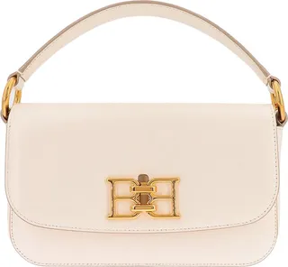 Leather handbga with frontal monogram