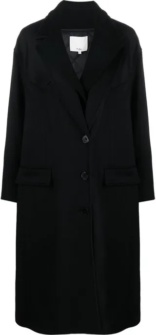 Layered-Lapel Single-Breasted Coat